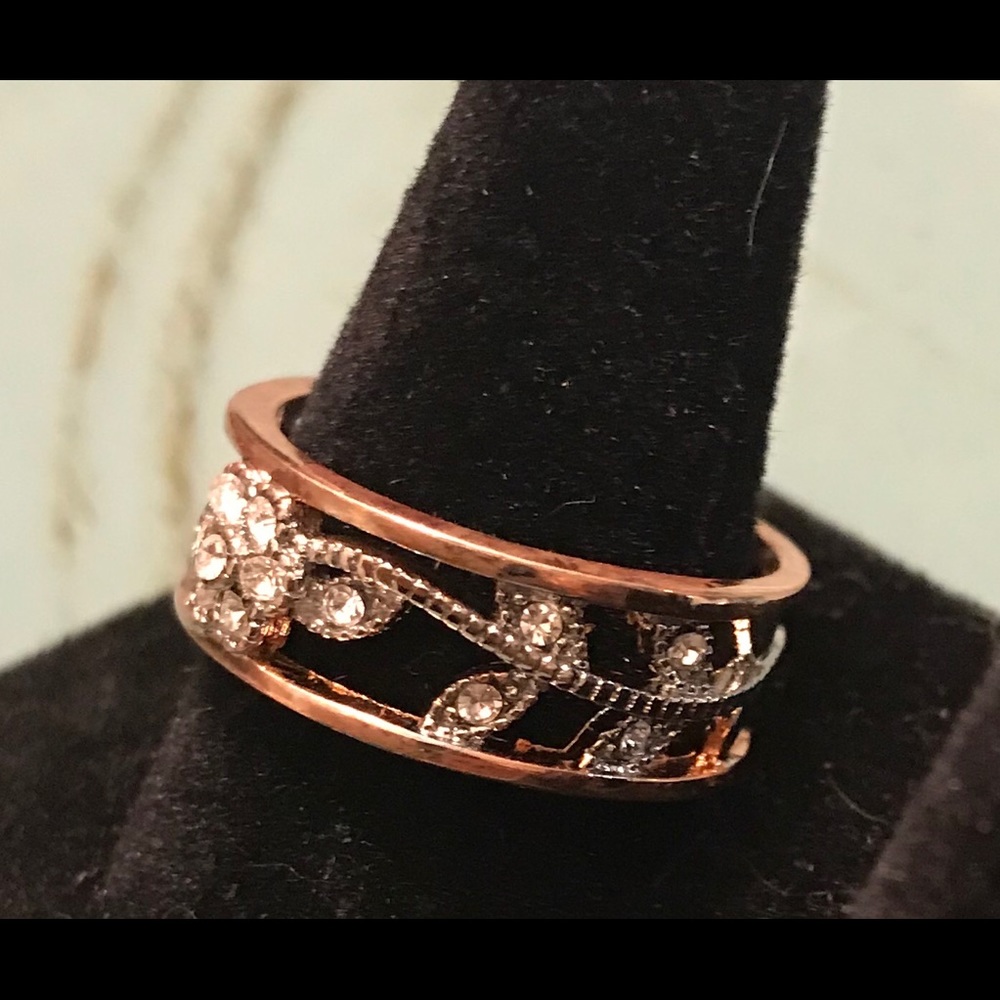 FREE SHIPPING Silver/Rose Gold Band Ring